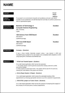 Format Of Resume Writing For Fresher