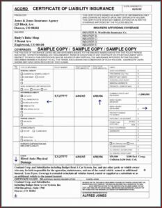 Free Acord Certificate Of Insurance Form