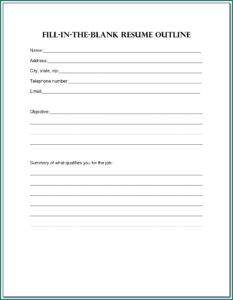 Free Blank Template For Resume