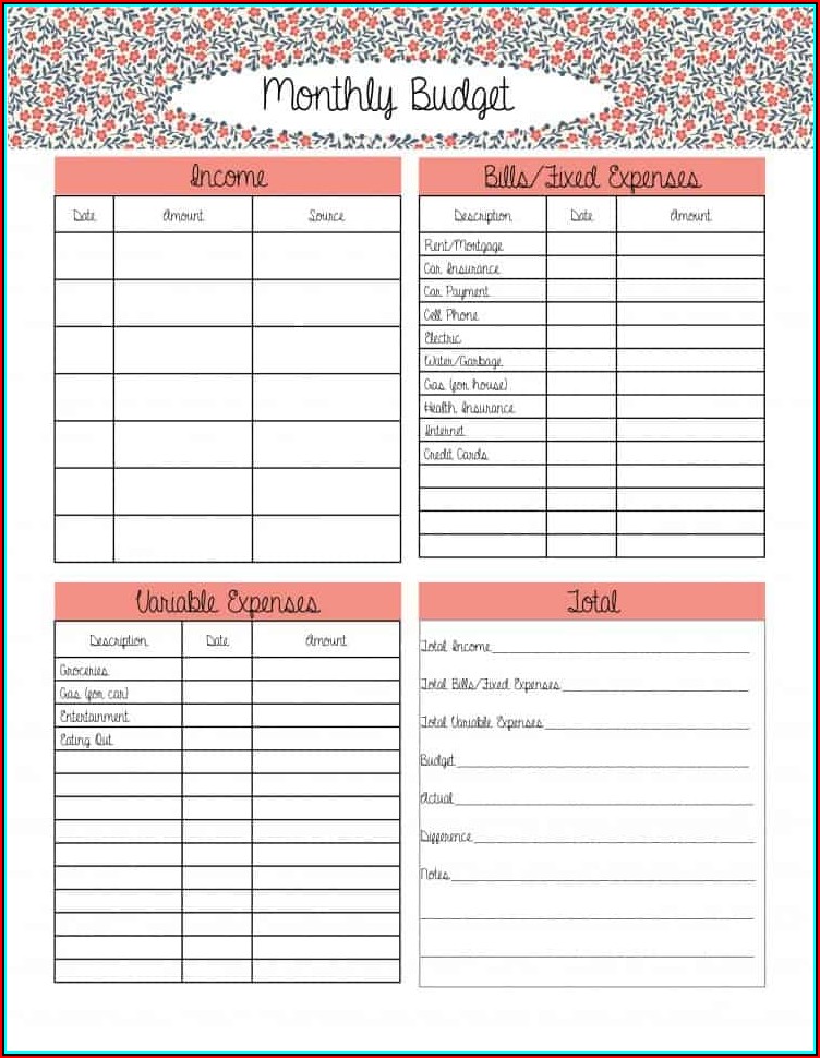 Free Budget Forms Templates