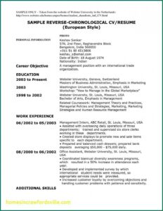 Free Chronological Cv Template