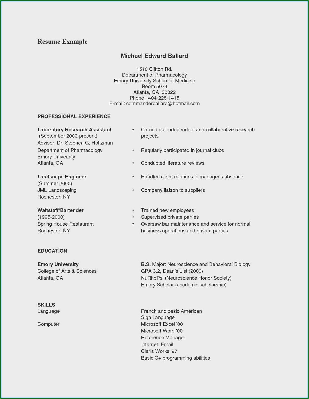 Free Download Of Resume Templates For Microsoft Word