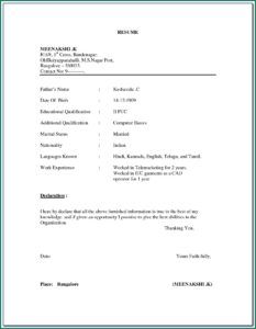 Free Download Sample Resume Format