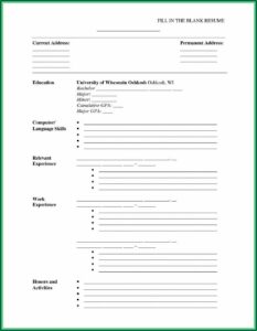 Free Fillable Pdf Resume Template