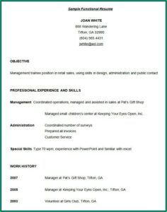 Free Functional Resume Template 2018