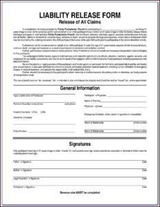 Free General Waiver And Release Form