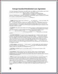 Free Georgia Rental Lease Agreement Form