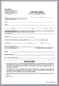 Free Lien Release Form Oklahoma
