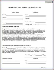 Free Mechanics Lien Form Florida