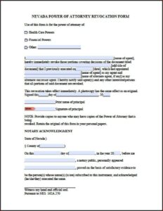 Free Nevada Limited Power Of Attorney Form
