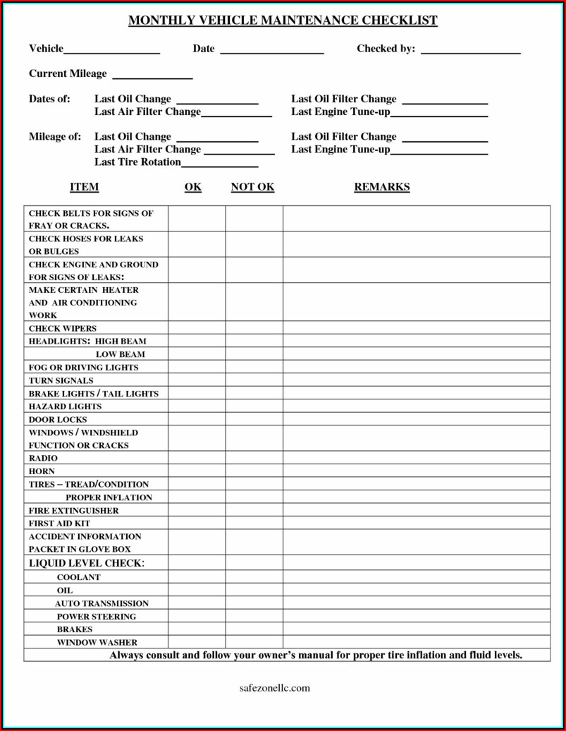 Free Pre Post Trip Inspection Forms
