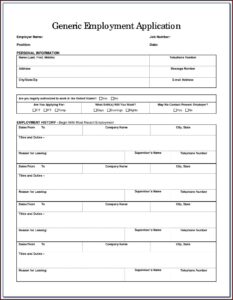 Free Printable Employment Application Form Pdf