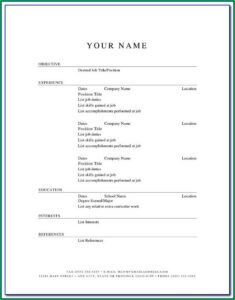 Free Printable Resume Template For High School Students