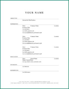 Free Printable Resume Templates Download
