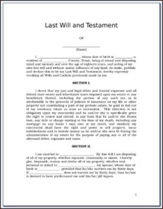 Free Printable Will And Last Testament Forms