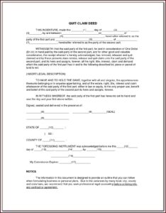 Free Quit Claim Deed Form Orange County California