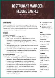 Free Restaurant Resume Templates