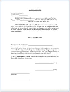 Free State Of Georgia Quit Claim Deed Form