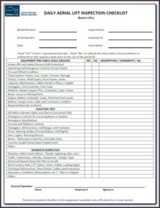 Genie Boom Lift Annual Inspection Form