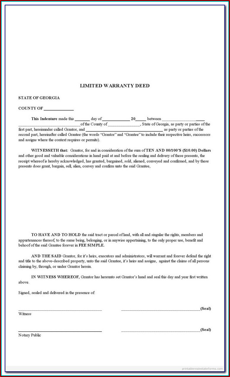 Georgia General Warranty Deed Form