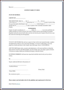 Georgia Limited Warranty Deed Form