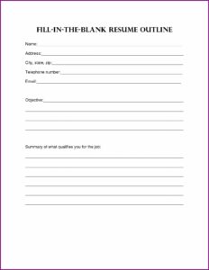 Free Resume Fill In The Blank Pdf