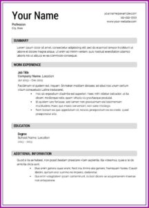 Free Resume Printables