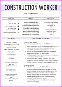 Free Resume Templates Construction