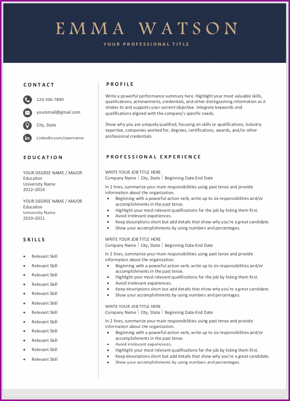 Free Resume Templates Downloadable