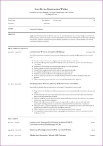 Free Resume Templates For Construction Workers