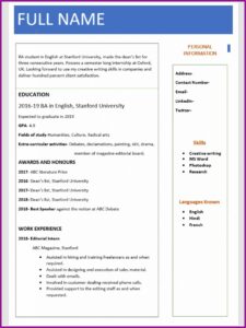 Fresher Resume Format Download In Ms Word Free Download
