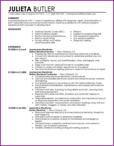 Good Resume Examples For Electrician