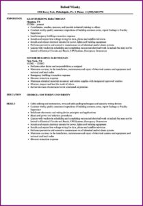 Good Resume For Electrician