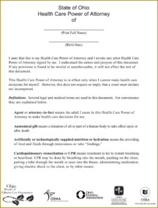 Health Care Poa Forms Ohio