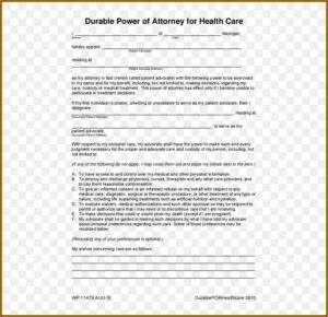 Healthcare Power Of Attorney Form