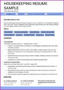 Housekeeping Resume Example Template