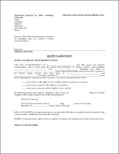 How To Fill Out Quit Claim Deed Form Nevada