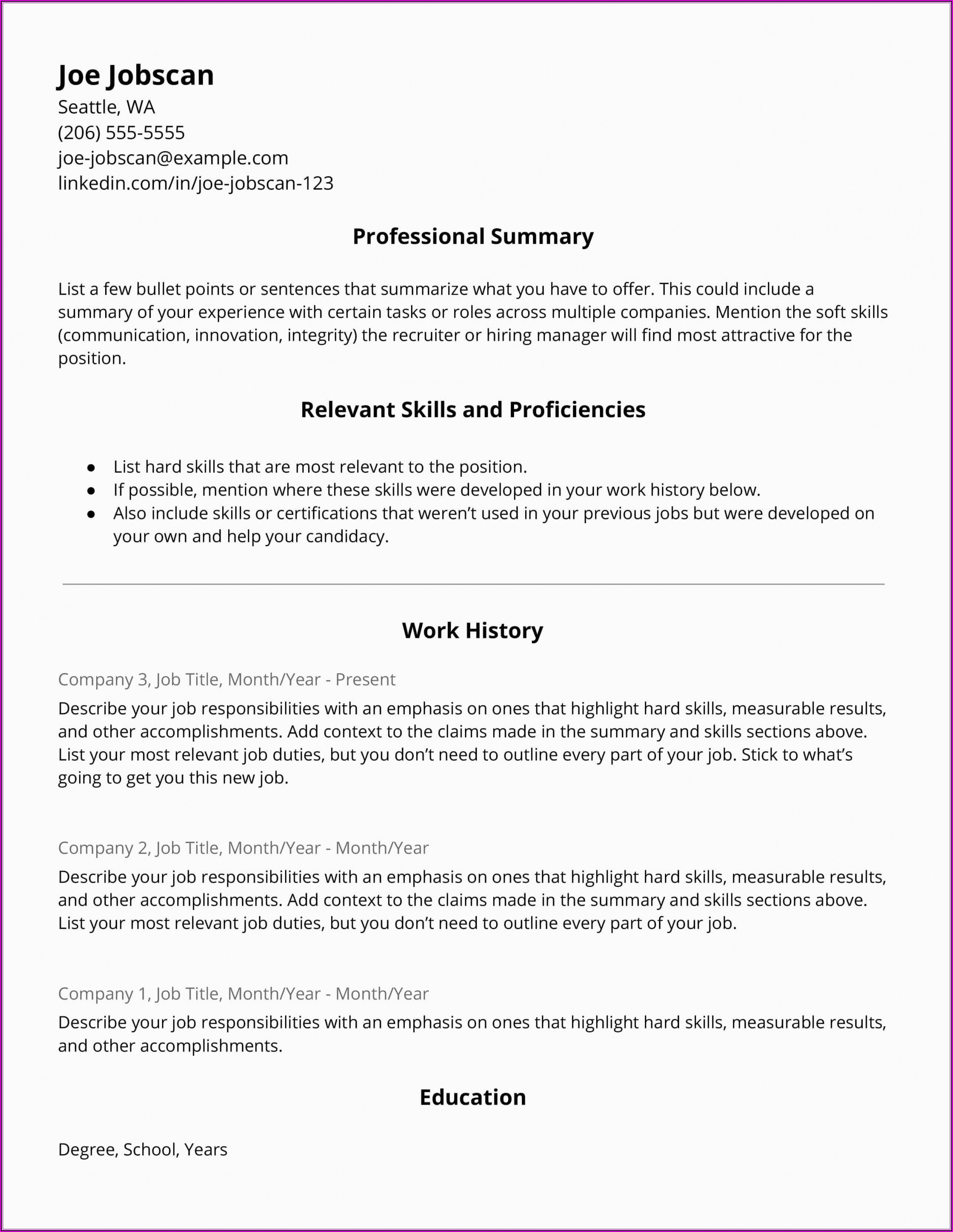 Hybrid Resume Template Word