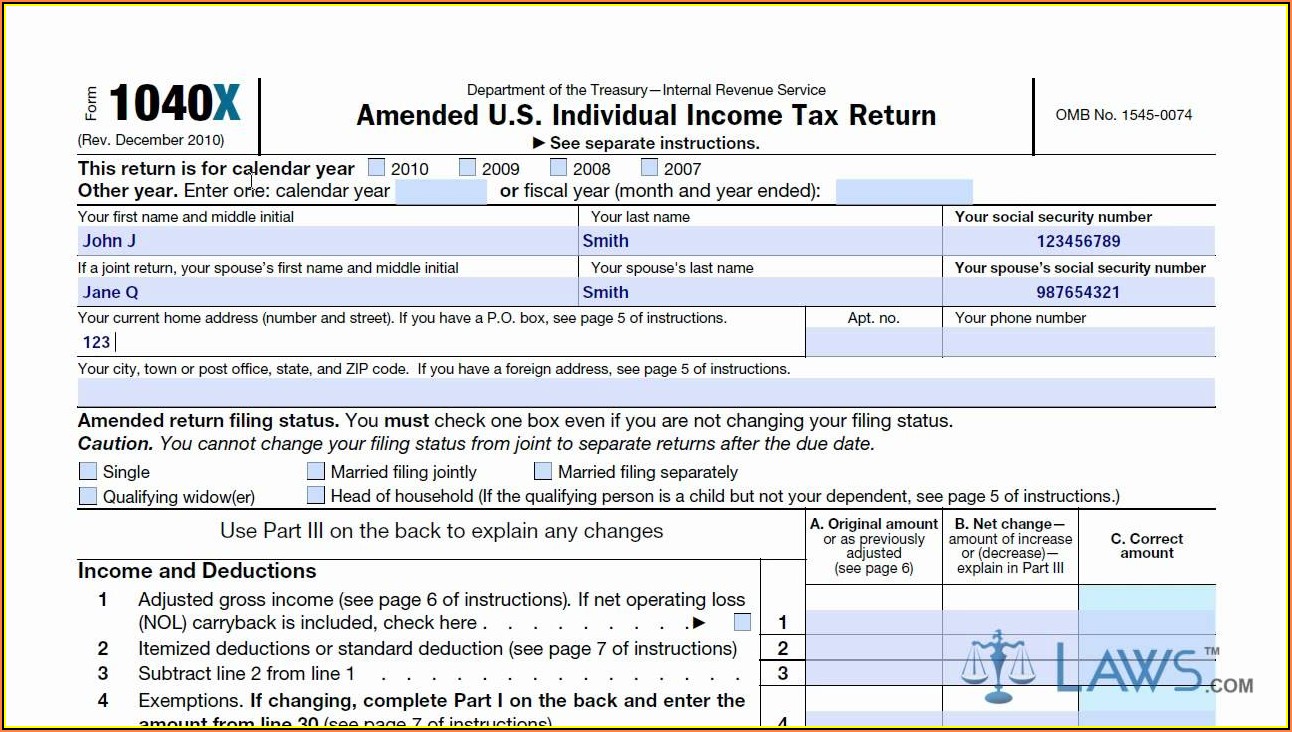 Irs 1040x Fillable Form