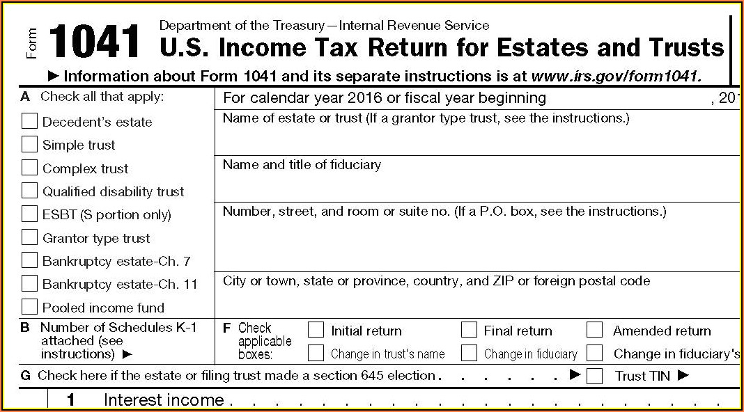 Irs Forms 1041 Instructions