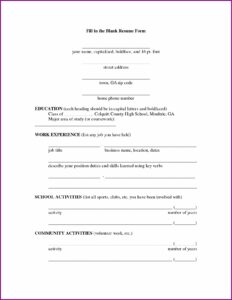 Job Resume Fill In The Blanks