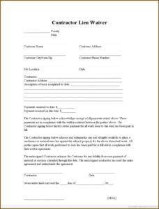 Landlord Lien Waiver Form