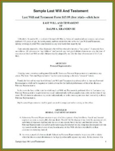 Last Will And Testament Forms Bc