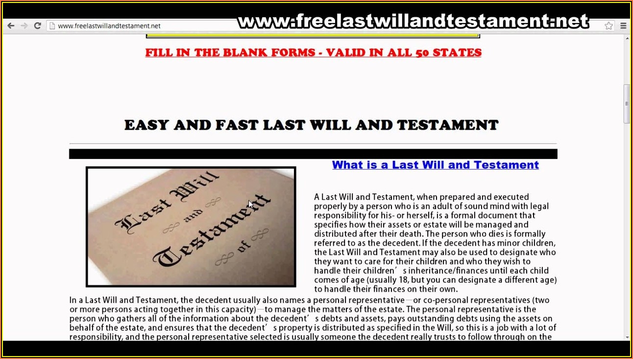Last Will And Testament Forms Free Download