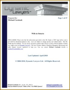 Last Will And Testament Forms Ontario