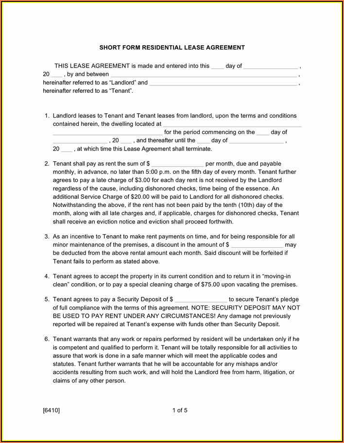 Lease Agreement Form Word