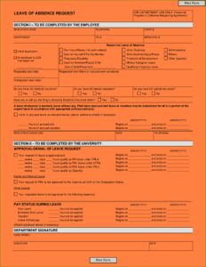 Leave Of Absence Request Form Template Free