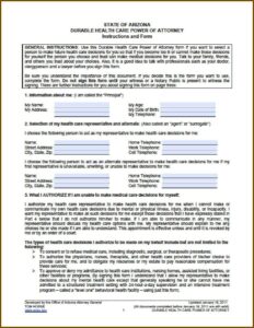 Living Will And Power Of Attorney Forms Arizona