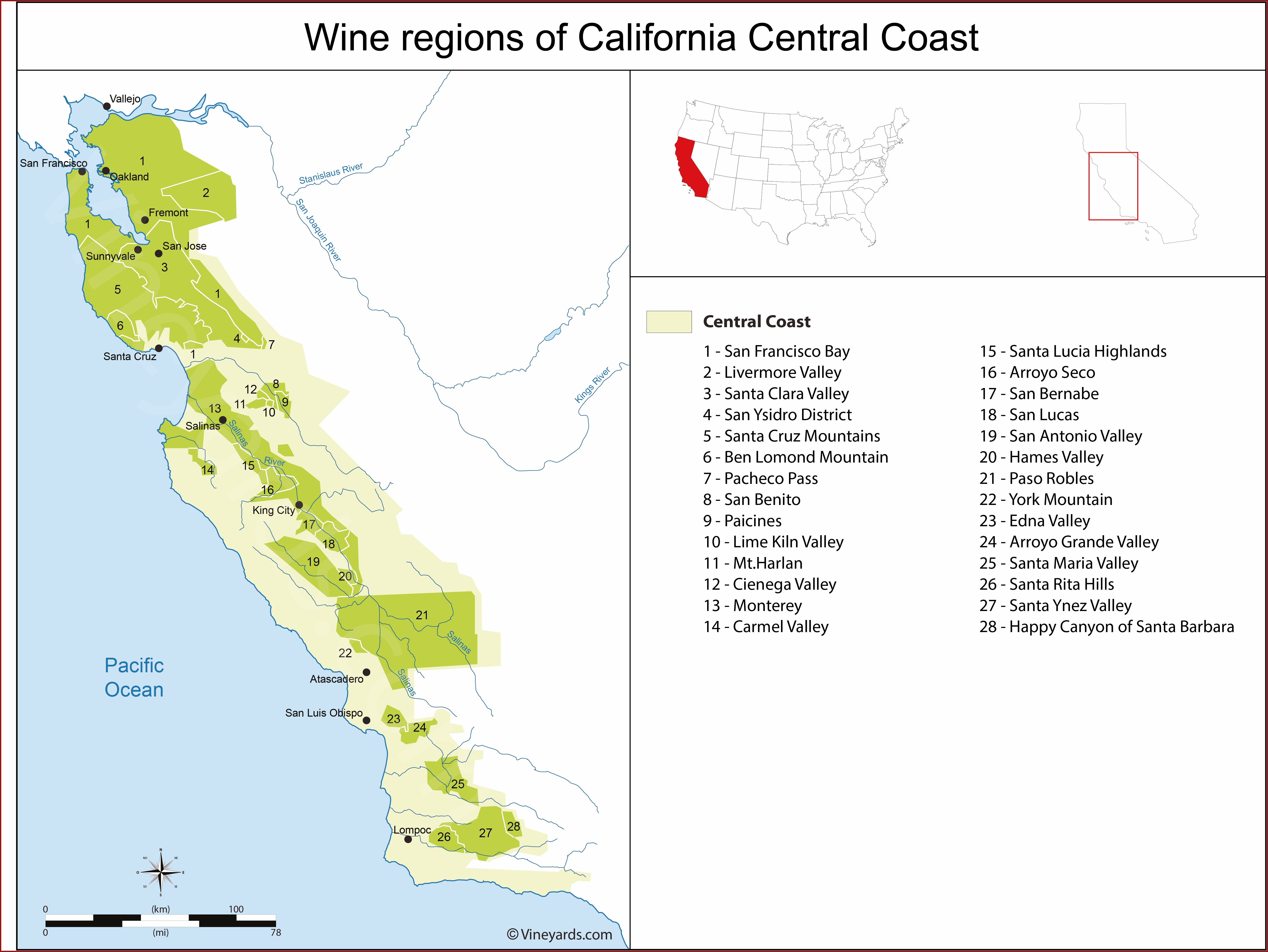 Map Of Central Coast California Wineries