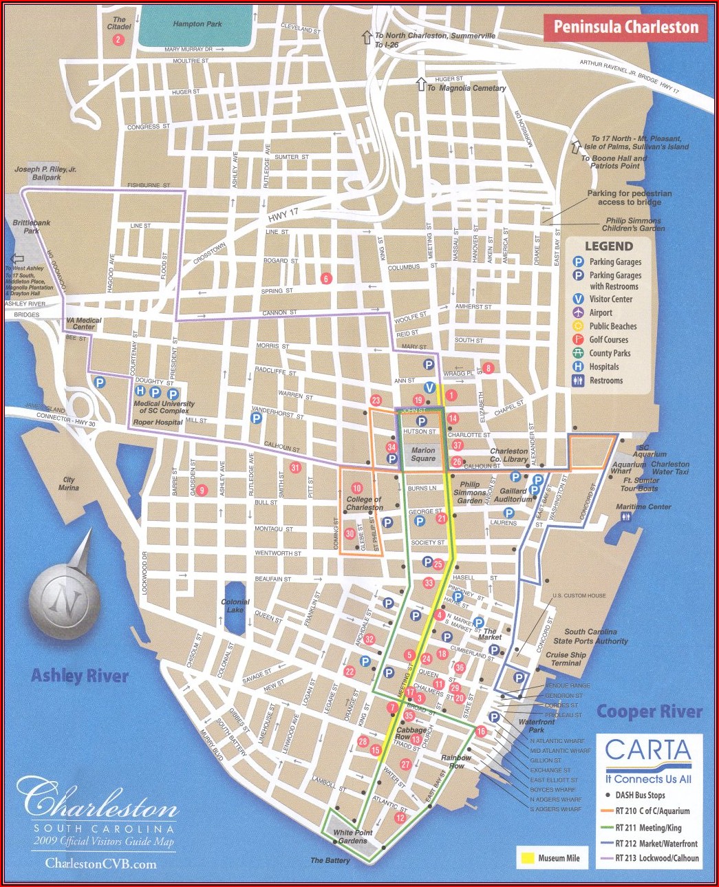Map Of Charleston Sc Showing Hotels